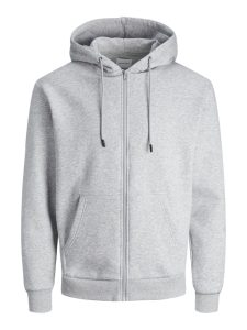 JACK&JONES Brody Sweater Zip Hood, Light Grey Melange, XS