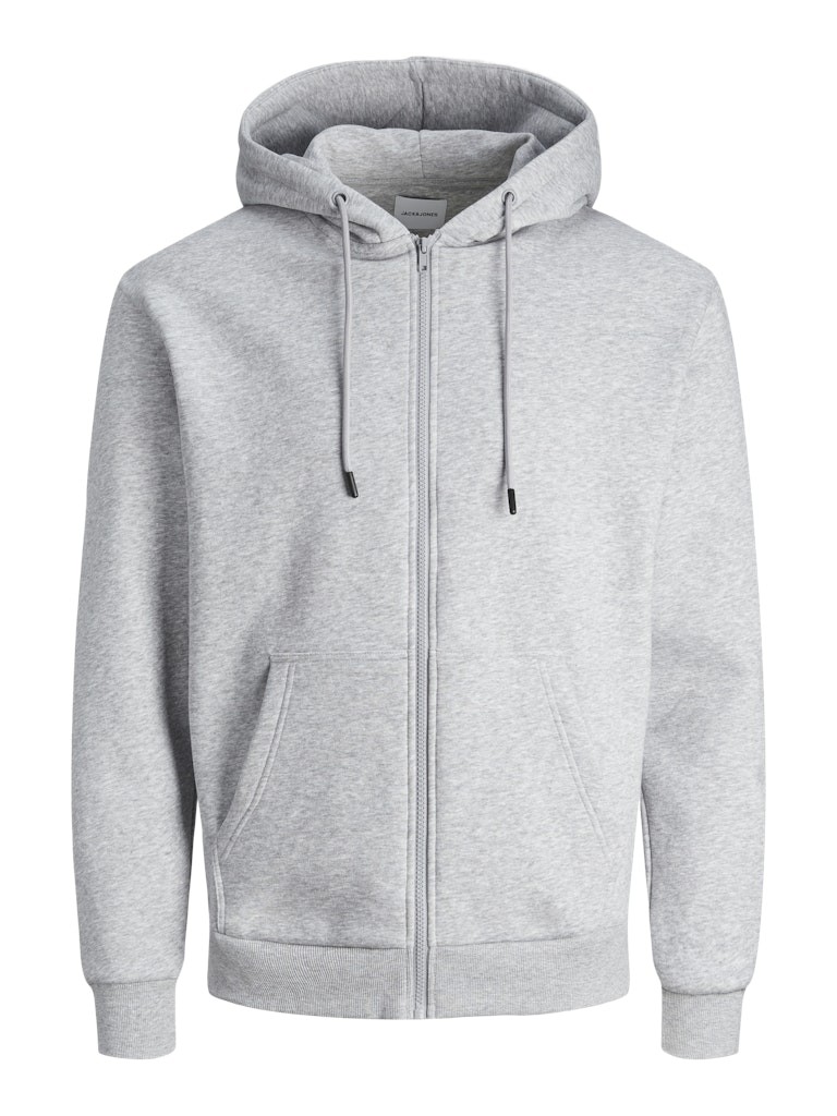 JACK&JONES Brody Sweater Zip Hood, Light Grey Melange, XS