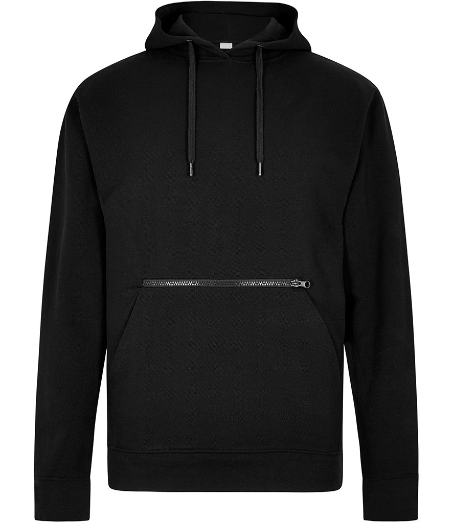 Regular Fit Piqué Zipped Zak Hoodie, Black, S, Kustom Kit