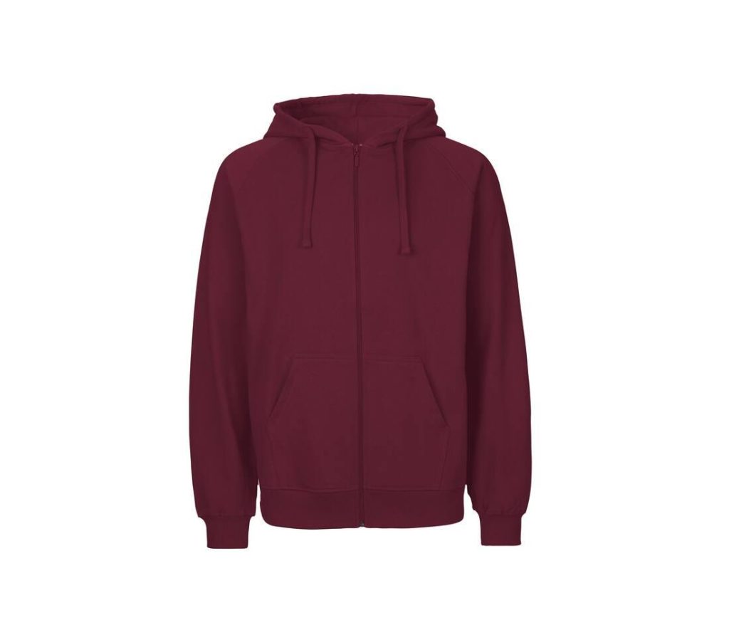MENS HOODIE Met Zip, BURGUNDY, 3XL, NEUTRAL