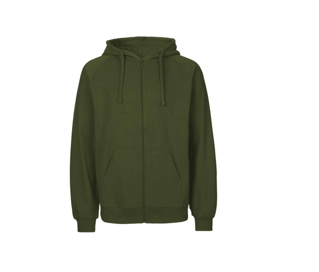 MENS HOODIE Met Zip, MILITARY, S, NEUTRAL
