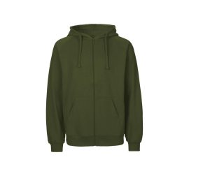 MENS HOODIE Met Zip, MILITARY, S, NEUTRAL