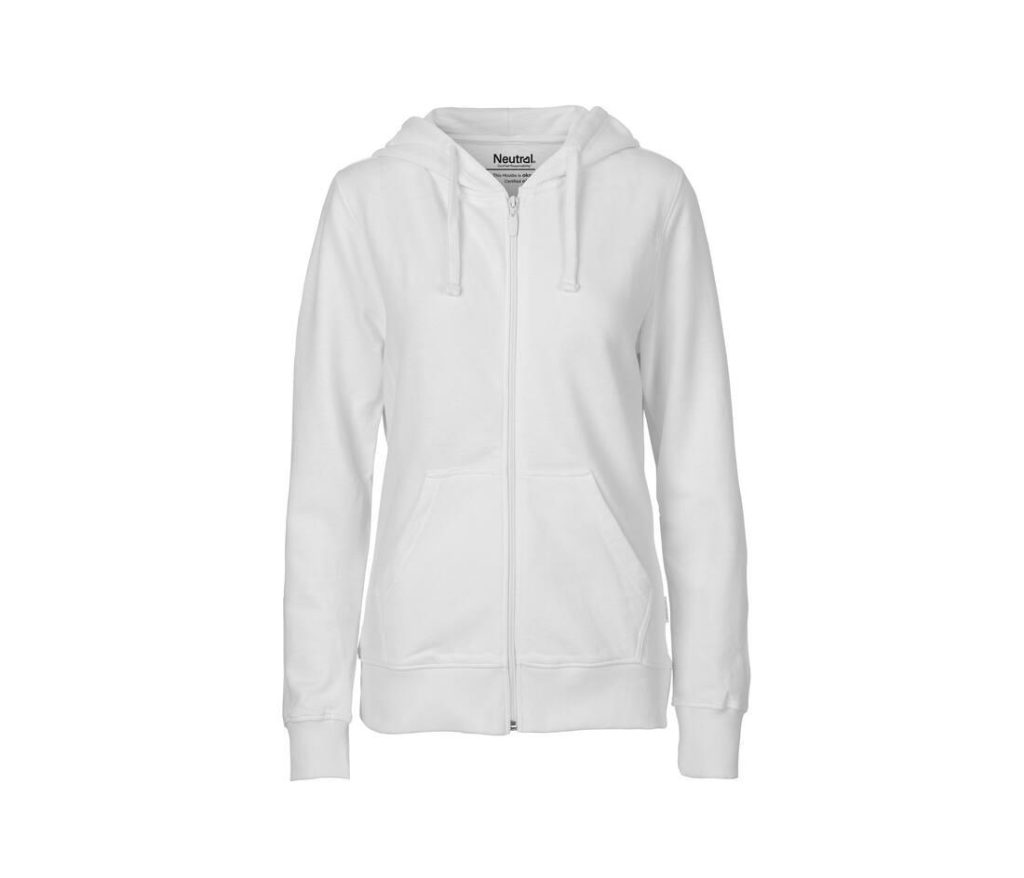 Dames HOODIE Met Zip, WHITE, L, NEUTRAL