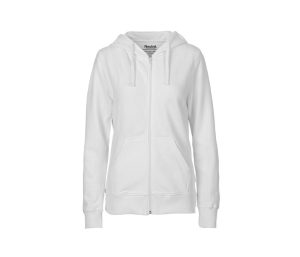 Dames HOODIE Met Zip, WHITE, L, NEUTRAL