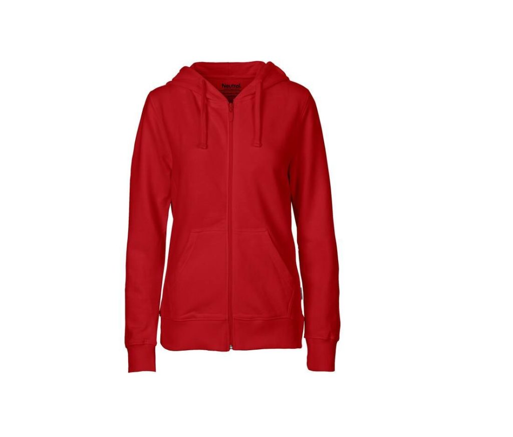 Dames HOODIE Met Zip, RED, XS, NEUTRAL