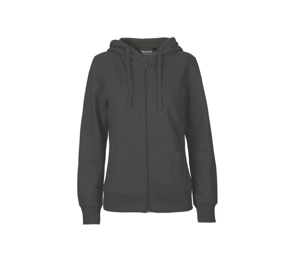 Dames HOODIE Met Zip, CHARCOAL, L, NEUTRAL