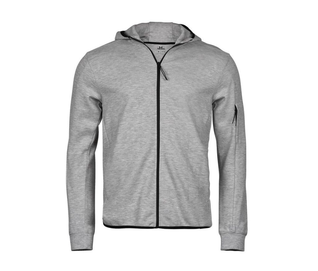 ATHLETIC Hoodie Full Zip Sweater, HEATHER GREY, 3XL, Tee Jays