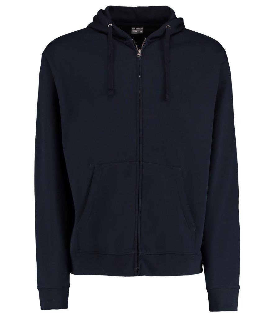 Klassic Zip Hoodie Sweatshirt, Navy, XS, Kustom Kit